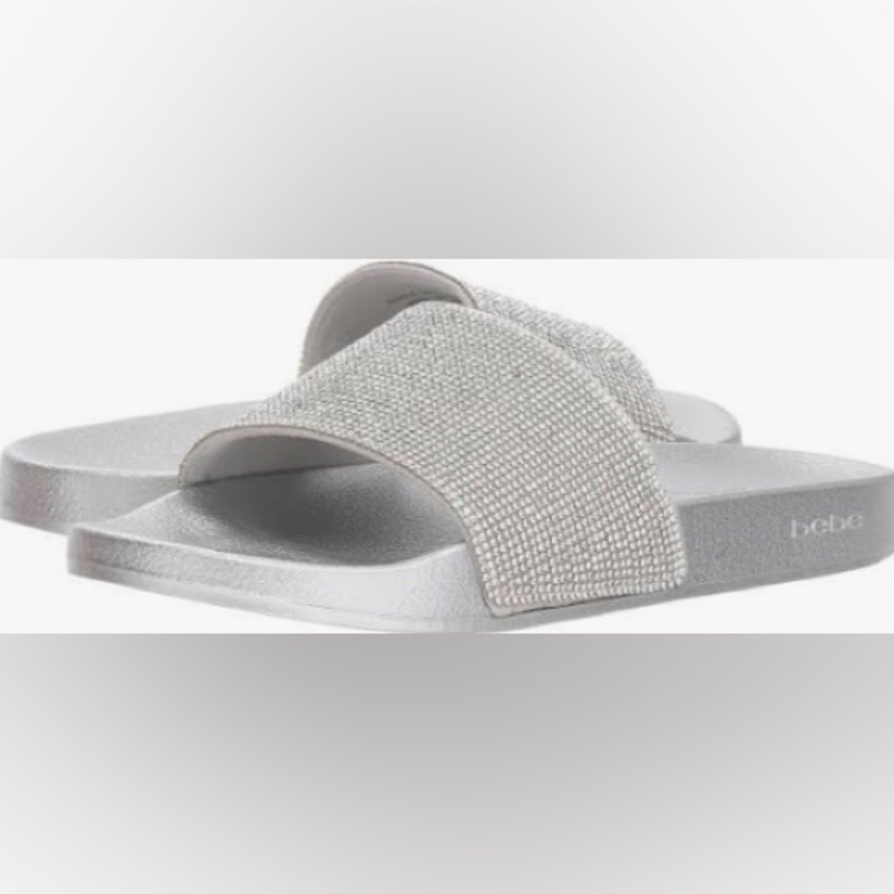 Bebe silver bling slides sandals